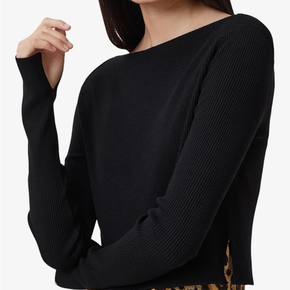 NWT All Saints Black Ribbed Long Sleeve Cropped Top